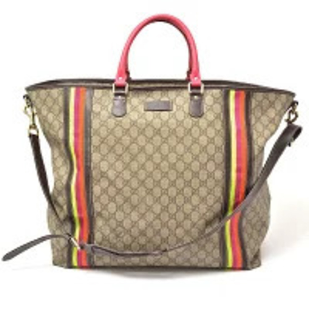 Gucci Bag GG Plus Boston Stripe Khaki Green